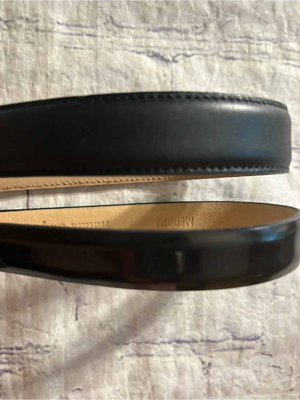 TALBOTS BLACK LEATHER ITALY & USA MADE CLASSIC CHIC BELTS SIZE MEDIUM